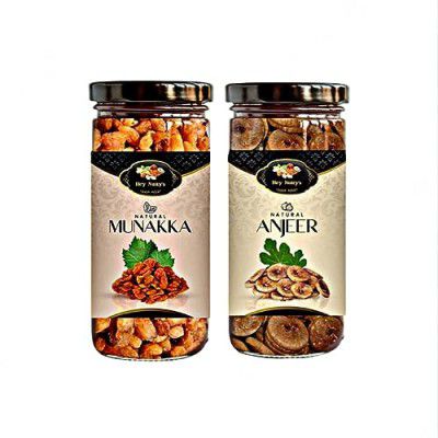 Hey Nutty's Natural Dried Munakka And Afghani Anjeer (500g Each) | Premium Golden Raisins & Figs | Delicious & Healthy Snack
