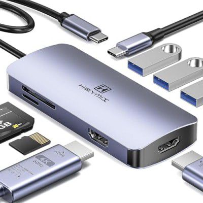 HEYMIX Dual HDMI USB C Hub - 8in1 Docking Station for Laptop