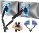 HEYMIX Dual Monitor Arm, Adjustable Computer Monitor Arm Gas Spring Swivel Dual Monitor Mount, Dual Arm Gas VESA Monitor Stand for 13“-32‘’ LED/LCD Gaming Monitors up to 9kg with 2-Grommet Mounting...