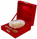 HHI Brass Solid Bowl with Velvet Box - Set of 2, Multicolour...