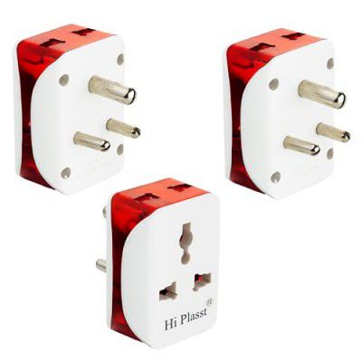 Hi-Plasst (3pcs-Type-D) Indian Multi-Pin Socket // Travel Universal Multiplug for 2Pin & 3Pin Plugs