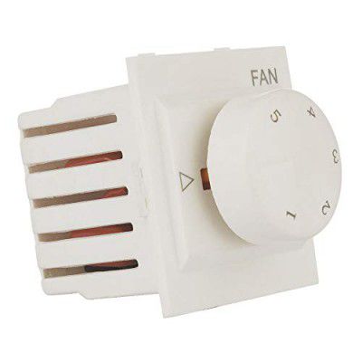 Hi-PLASST Socket Modular (1pc) 2M Socket Type Regulators, 5-Step,Modular Step Type Ceiling Fan Regulators for Home & Offices (White) (L*B = 5 * 4.7cm)-Pack of 1,Capacitor Based