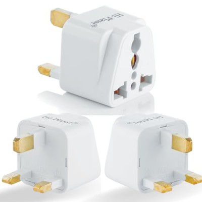 Hi-PLASST UK Plug Type G Adapter (pack of 3) India to UAE, Dubai, Singapore Universal Travel Adapter, UK Adapter for Indian Pins, Converter Socket Perfect for Phone,Laptop, Camera (UK Plug-3pcs)
