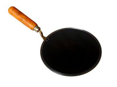 HI Pure Iron Tawa Heavy Base for Roti Chapati Paratha Phulka Omelette with (Wooden Handle Strong Grip) Roti Tawa,(10 inch) Clolor Black