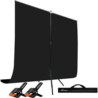 HIFFIN Black Screen Backdrop 6x10 ft with Stand