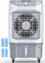 HIFRESH Air Cooler for Room Cooling, 29Ft Powerful Air Throw Portable Fan, 20L Ice Chamber, 3-Side Honeycomb Pads, 4 Ice Packs, Auto Rotation, Personal Air Cooler for Home, Low Power Consumption...