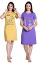 HIFZAA Women s Cotton Knee Length Nighty Printed Combo -2 Pack...