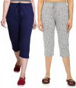 Hifzaa womens cotton capri 3/4 pajama pants for women with pockets Combo pack of 2 - Sizes M to 6XL...