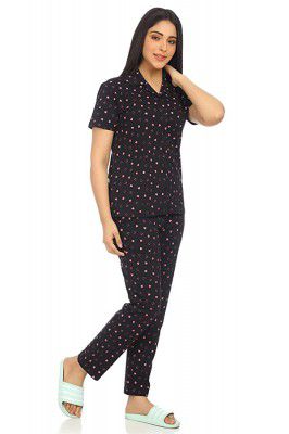 HIFZAA Womens Cotton Night Suit for Ladies top and Pajama Set Sizes M-3XL