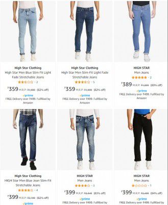 Minimum 80% Off on High Star Men's Jeans | Starts at Rs 367