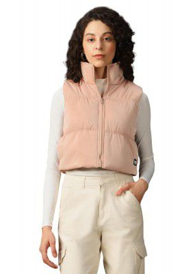 High Star Women Polyester Solid Regular fit Collar Sleeveless Casual Jackets