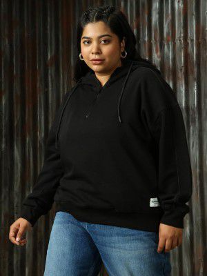High Star Women Solid Cotton Regular Fit Hood Long Sleeve Sweatshirts