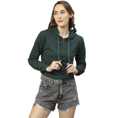 HIGH Star Women's Fleece Solid Hooded Neck Sweatshirt
