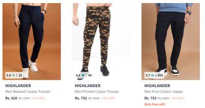 Upto 89% OFF - HIGHLANDER Cargo Pants For Men | Starts At Rs 445