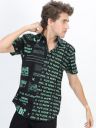 HIGHLANDER Men Black & Green Printed Cotton Slim Fit Casual Shirt...