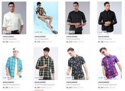 Myntra : UP TO 90% OFF - Highlander Men Shirt Start At 124