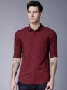 HIGHLANDER Men Maroon Slim Fit Solid Casual Shirt...