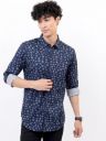 HIGHLANDER Men Navy Blue Slim Fit Floral Printed Cotton Casual Shirt...