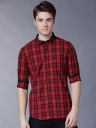 HIGHLANDER Men Red & Black Slim Fit Yarn Dyed Checked Casual Shirt...