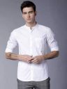 Highlander Men Slim Fit Solid Mandarin Collar Casual Shirt...