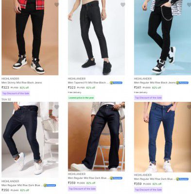Highlander Mens Jeans Starting @ ₹434