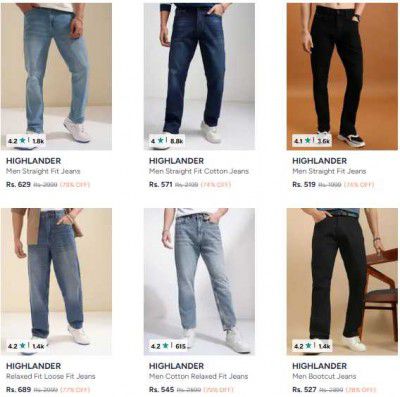 Myntra: UP TO 90% OFF - Highlander Men Jeans Starts At Rs.254