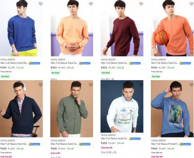 Minimum 70% OFF ON Highlander Mens Sweatshirts