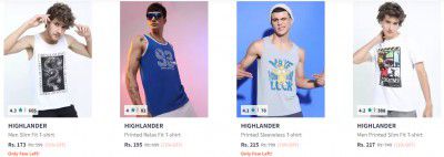 Myntra: UP TO 88% OFF - Highlander Men's T-Shirts For Mens | Starts At ₹126