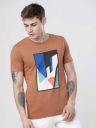 HIGHLANDER Printed Men Round Neck Brown T-Shirt...
