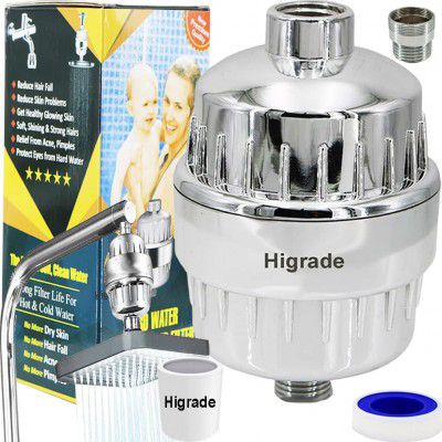 HIGRADE SF-15-PRO Hard Water Shower- Head Tap Filter Softener 15 Stage, 2 Cartridges
