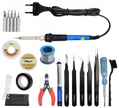 Hillgrove 60W Temperature Controlled Soldering Iron Kit with Solder Wire and Interchangeable