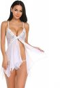 HiloRill Womens Brasso & Net Solid Midi Babydoll with G-String...