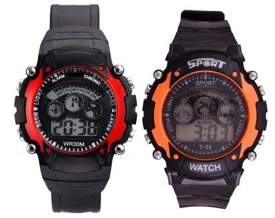 HILY - Black Sports Digital Seven Lights Excellent Kids Watch - Good Gift - Best Return Gift 3484