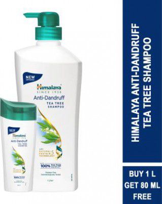 HIMALAYA Anti-Dandruff Tea Tree Shampoo (1L) + Anti-Dandruff Tea Tree Shampoo - (80ml)