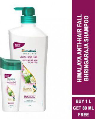 HIMALAYA Anti-Hair Fall Bhringaraja Shampoo (1L) + Anti-Hair Fall Shampoo - (80ml)