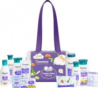 HIMALAYA Happy Baby Gift Travel Bag with Baby Towel (9 in 1)  (White)