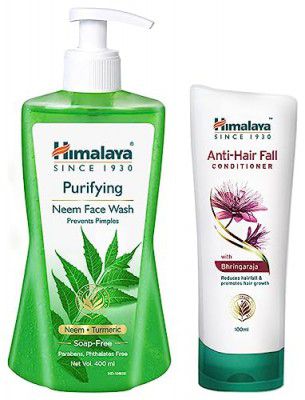 Himalaya Purifying Neem Face Wash, 400 ml And Himalaya Anti-Hair Fall Conditioner, 100ml