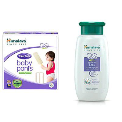 Himalaya Total Care Baby Pants Diapers, Extra Large, 74 Count & Baby Shampoo (400 ml)