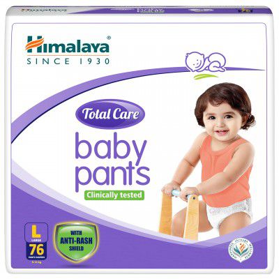 Himalaya Total Care Baby Pants Diapers, Large 76 Count, Anti-Rash Shield, 9-14 kg