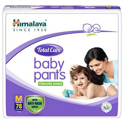 Himalaya Total Care Baby Pants Diapers, Medium (M), 78 Count, (7 - 12 kg)