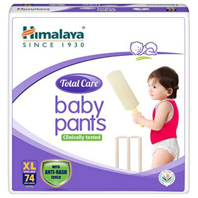 Himalaya Total Care Baby Pants Diapers, XL 74 Count, Anti-Rash Shield, 12-17 kg