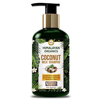 Himalayan Organics Coconut Milk Shampoo With Avocado & Moroccan Argan Oil | No Parabens,Sulphates & Silicones | Nourishing And Hyrdating Hair| Long & Strong Strengthening Hair - 300ml