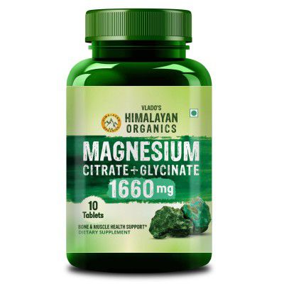 Himalayan Organics Magnesium Citrate + Glycinate + Oxide Complex Supplement For Mens & Womens - 10 Tablets (Trail Pack)