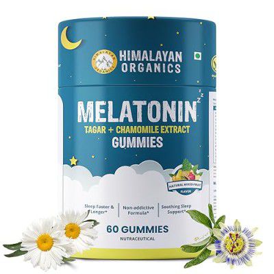 HIMALAYAN ORGANICS Melatonin 5Mg Gummies With Tagar & Chamomile Extract I L-Threnine & Vitamin B6, Relax Mind & Nerve Relaxation I - Sleep Gummy - (60 Gummies)