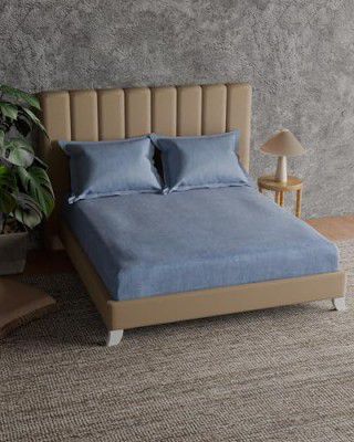 Himeya 100% Cotton 144 TC Bedsheet | Double Size Bedsheet -Denim Corner (Stonewash Denim)