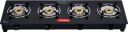 Hindflame 4 Burner Straight Line Black Glass Manual Gas Stove ...