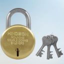 HINDSON Lock Round 65mm with 3 Key, Steel Double Locking, 8 Lever Padlock for Door, Gate, Shutter ( Finish Silver ) (Gold 65mm)G...