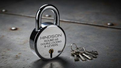 Hindson Round 65mm Padlock | Heavy Duty Metal Body Lock | Double Locking | 6 Silver Keys with Keychain