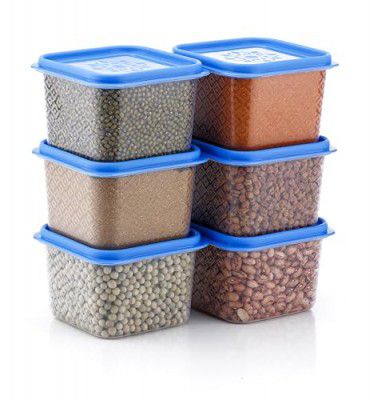 HINDSTAR Kitchen Storage Box Jars Food Masala Box Airtight Kitchen Plastic Container Set (500ML, Set of 6)