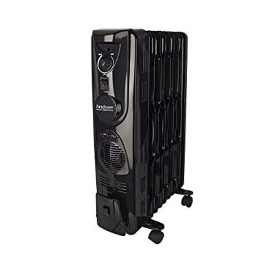 Hindware Atlantic 2500 Watt Ofr Room Heater With Ptc Fan - Velda 9 Fin, Black